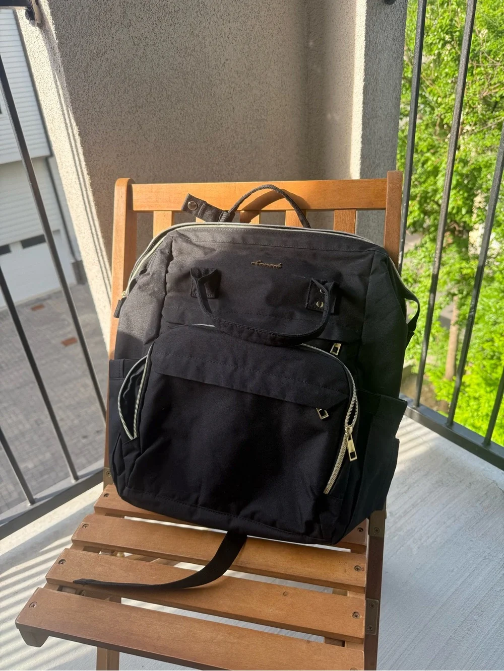Black Backpack with handles and charger port